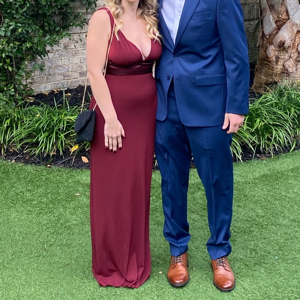 Deep V Maroon Dress